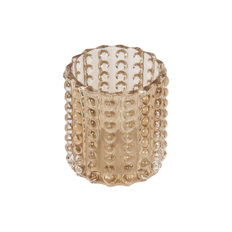 Zoe Handmade Glass Table Vase, Amber, 4" H x 3.5" W x 3.5" D
