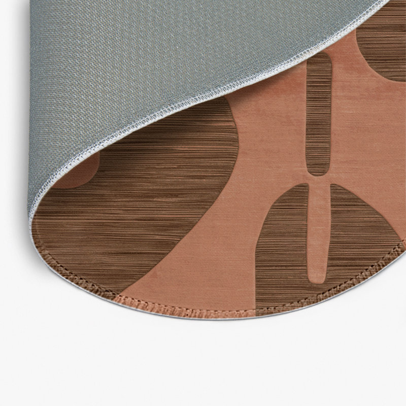 Tapis brun abstrait intérieur et extérieur, Rond 5 pi
