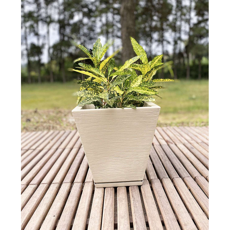 Pot à fleurs en résine Zurique, Beige, H 13,39 po x l 13,78 po x P 13,78 po