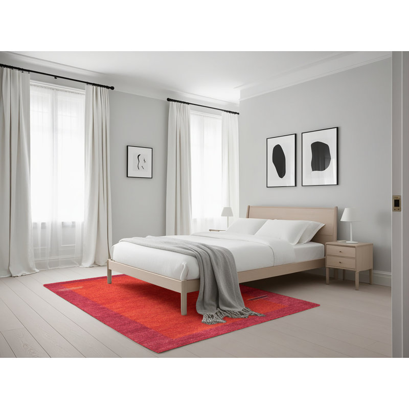 Tapis contemporain orange / rose, Rectangle 5 pi x 7 pi