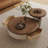Simple modern round walnut tea table