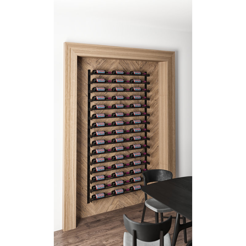 Abbie-May Wall Mounted Wine Bottle Rack, 75" H x 41" W x 4.25" D, Matte Black