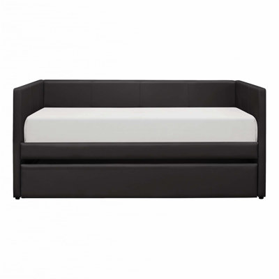 Faux Leather Upholstered Contemporary Daybed with Trundle