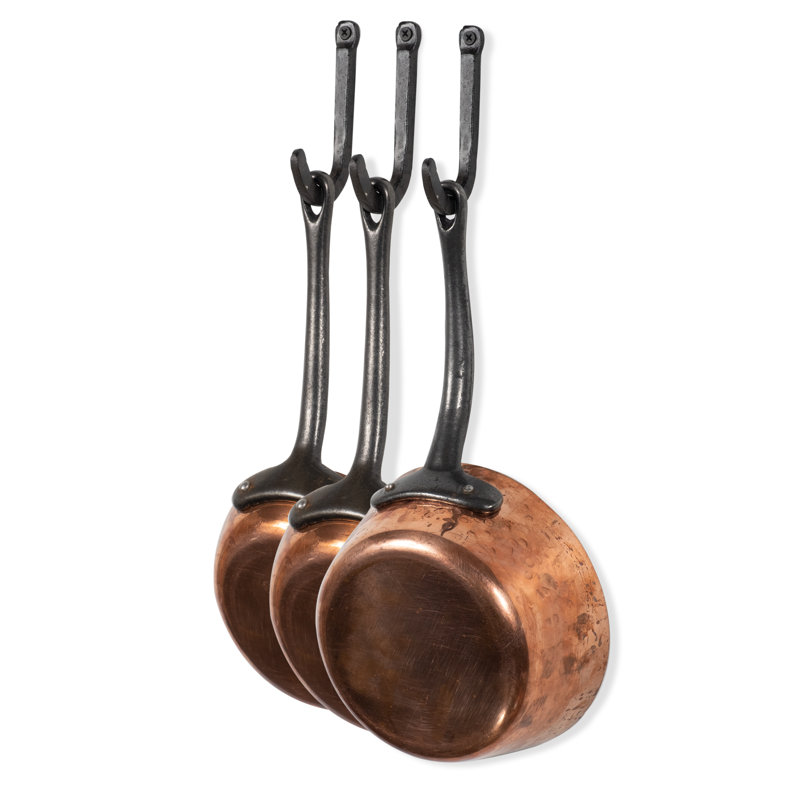 Rustic Cast Iron Wall Hook Set with Wooden Accent