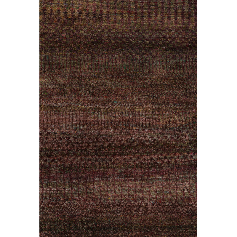 Rug & Kilim’S Textural Rug In Purple Tones And Polychrome Striae, Rectangle 8' x 10'