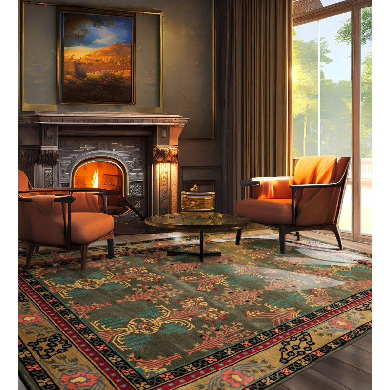 Rectangle Pavol Oriental Handmade Tufted Wool Area Rug, Rond 8 pi