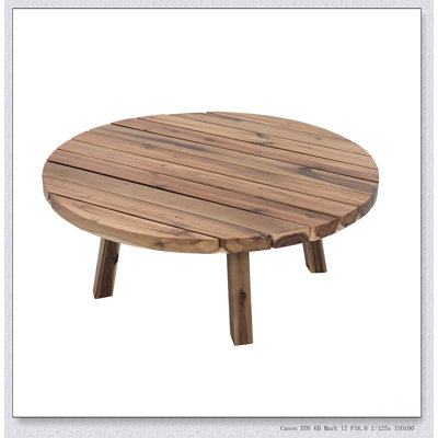 Table basse durable en bois d'acacia massif, conception ronde pour une élégance naturelle et des espaces compacts