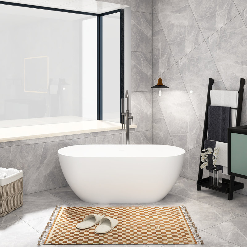 59.06'' x 29.53'' Freestanding Soaking Solid Surface Bathtub