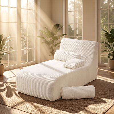 Chaise longue modulaire en mousse de velours côtelé l 65,3 po x P 34,2 po x H 32,4 po Omni