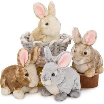 4 Pcs Realistic Rabbit Stuffed Animals Set, 9 Inch Big Stuffed Baby Bunny Plush Bulk For Party Easter Decoration, Cute Fluffy Easter Bunny Rabbit Plush For Boys Girls