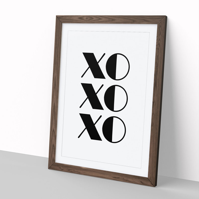 Kiss Hug - Picture Frame Typography, 90cm H x 65cm W x 2cm D, Walnut Framed