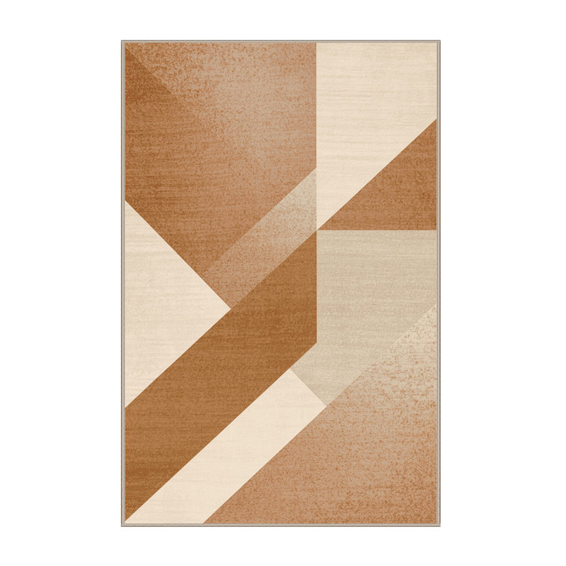 Machine Washable Wynsum Modern Solid Color Rug in Beige – Beige Binding, 3x5
