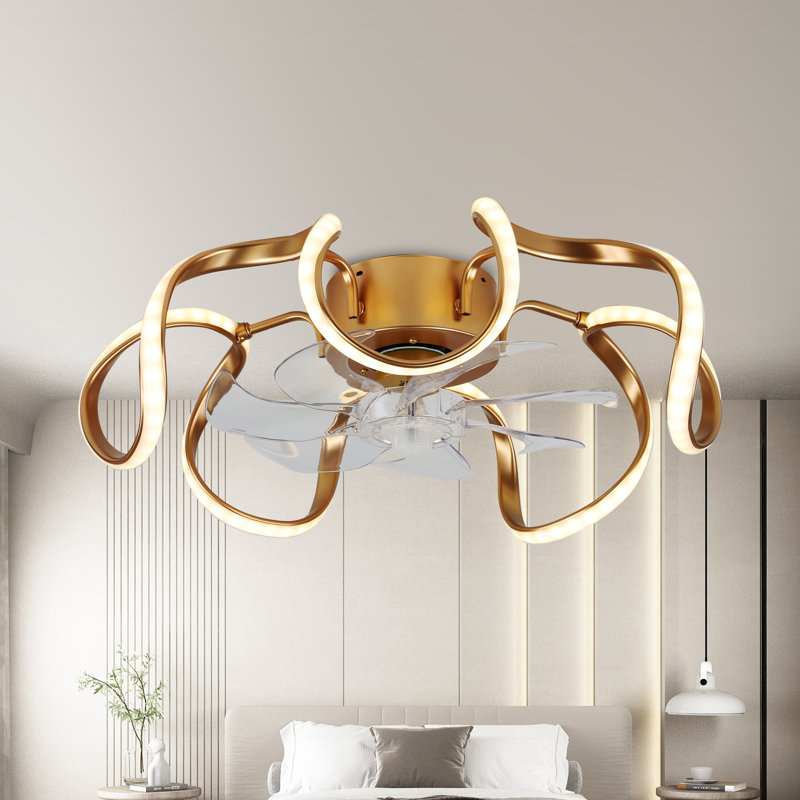 Pedram 20in. Modern Smart Ceiling Fan with Lights, 6-Speed Gold Irregular Ceiling Fa with APP Control