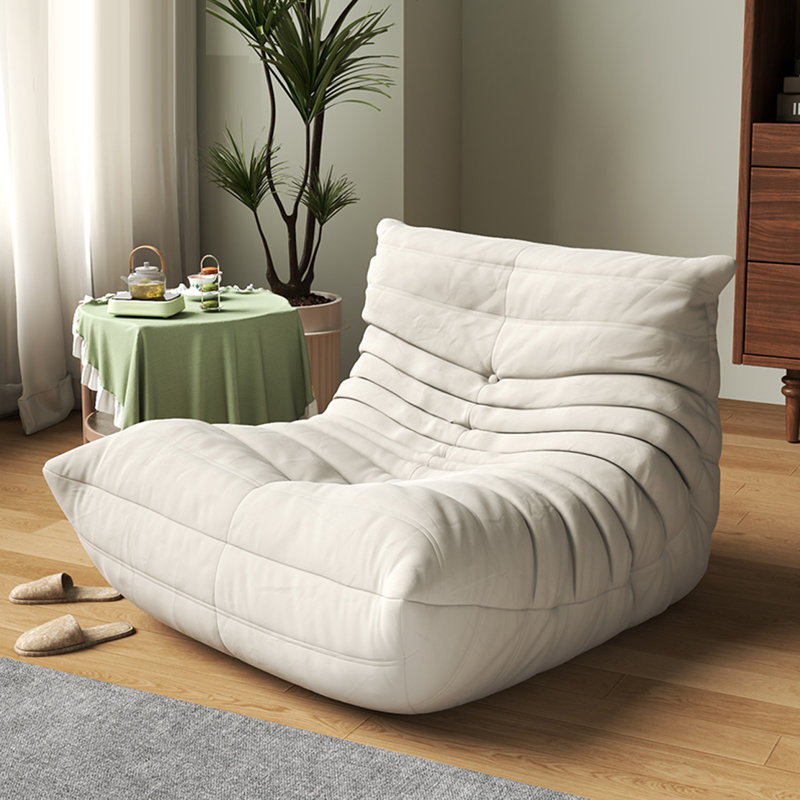 Canapé rétro paresseux chenille, Suède blanc