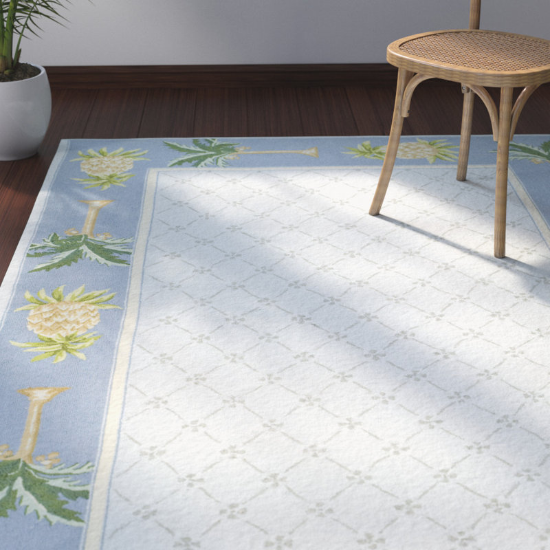 Hogle Hand Hooked Wool Pile Geometric Rug, Round 4'