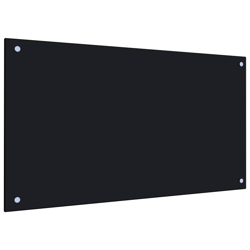 Howser 50cm W x 90cm L Glass Peel and Stick Field Tile, Black