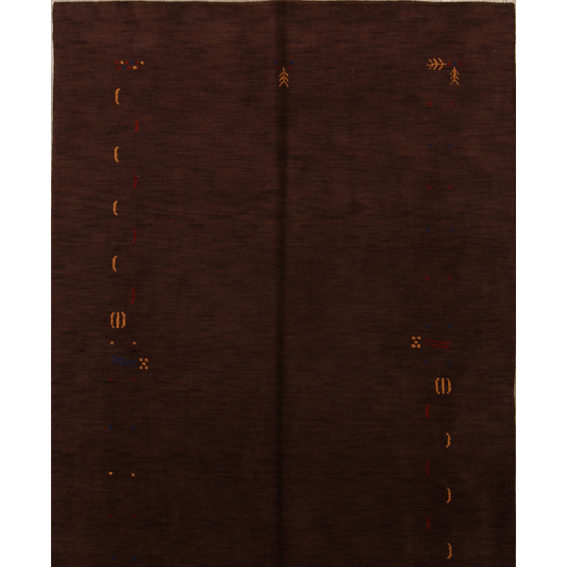 Tapis brun en laine tissé à la main Rosemont