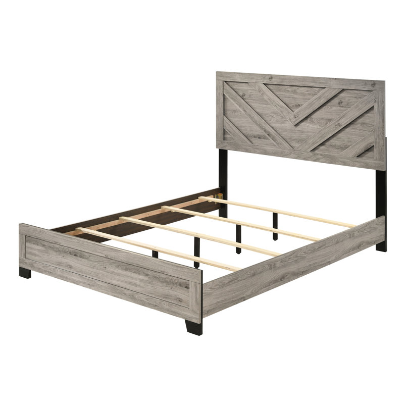 Grand lit à 4 pieds Grey 4, aspect bois, matelas 8 po, capacité de poids de 220 lb