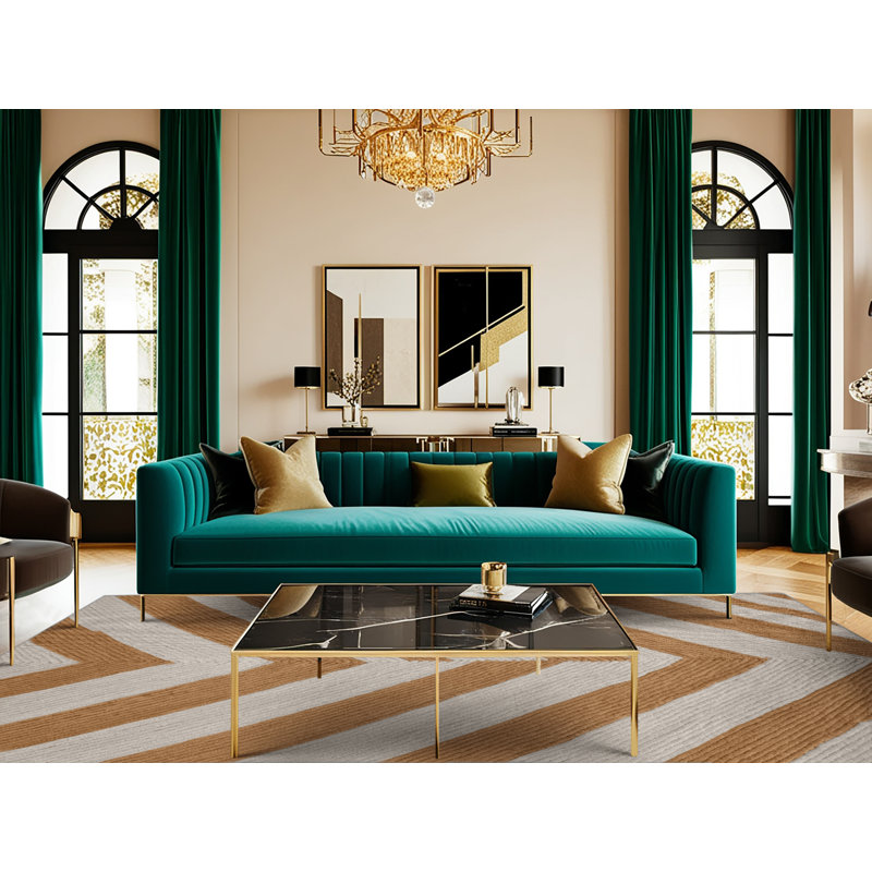  Tapis lavable rayé gris clair caramel, Rectangulaire 2 pi x 3 pi