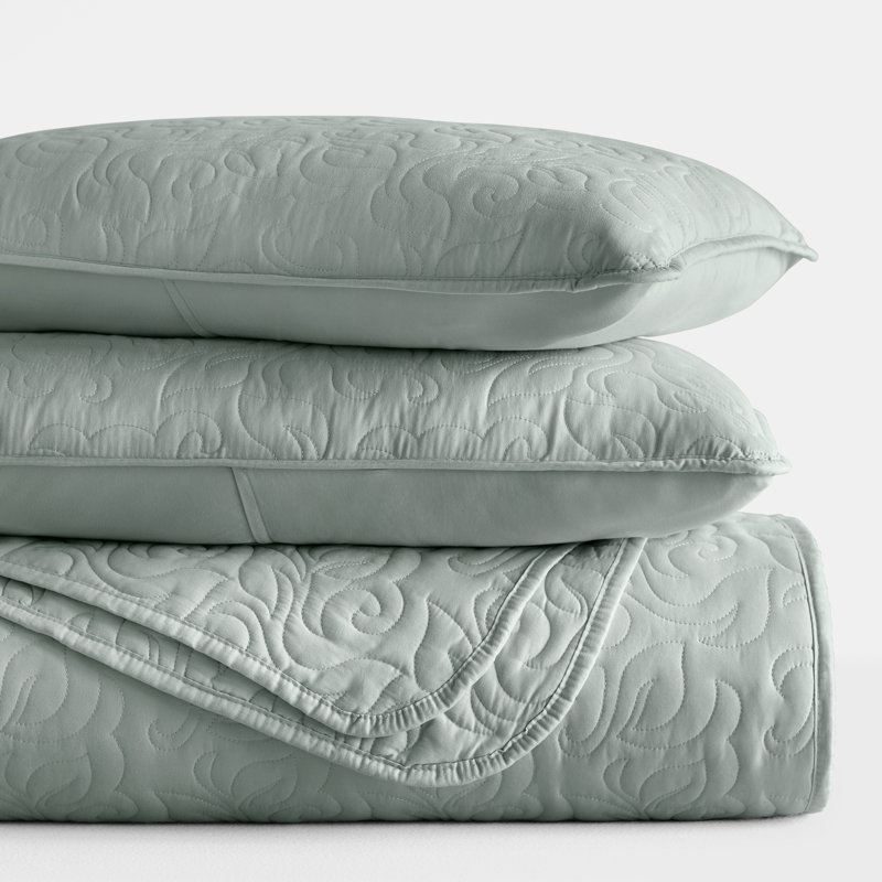Eucalyptus Twin Reversible Microfiber Quilt Set