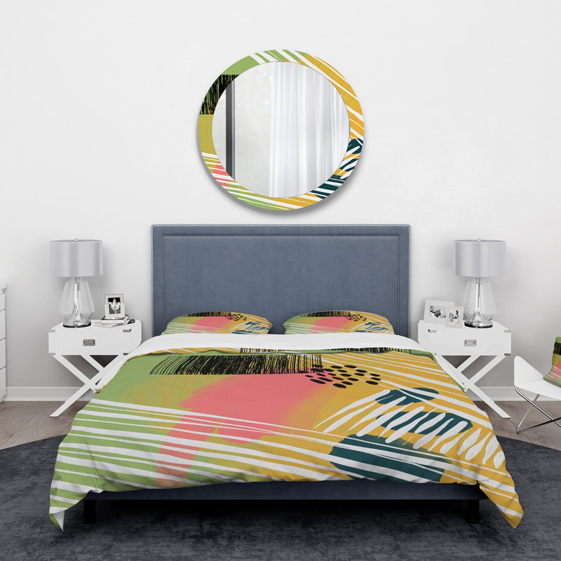 Minimal Abstract In Retro Tones - Ensemble de housse de couette moderne - Microfibre de polyester