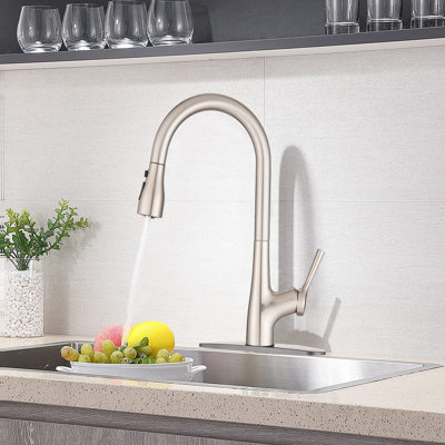Brushed Nickel Single Handle Pull Down Kitchen Sink Faucet | Gift Idea
