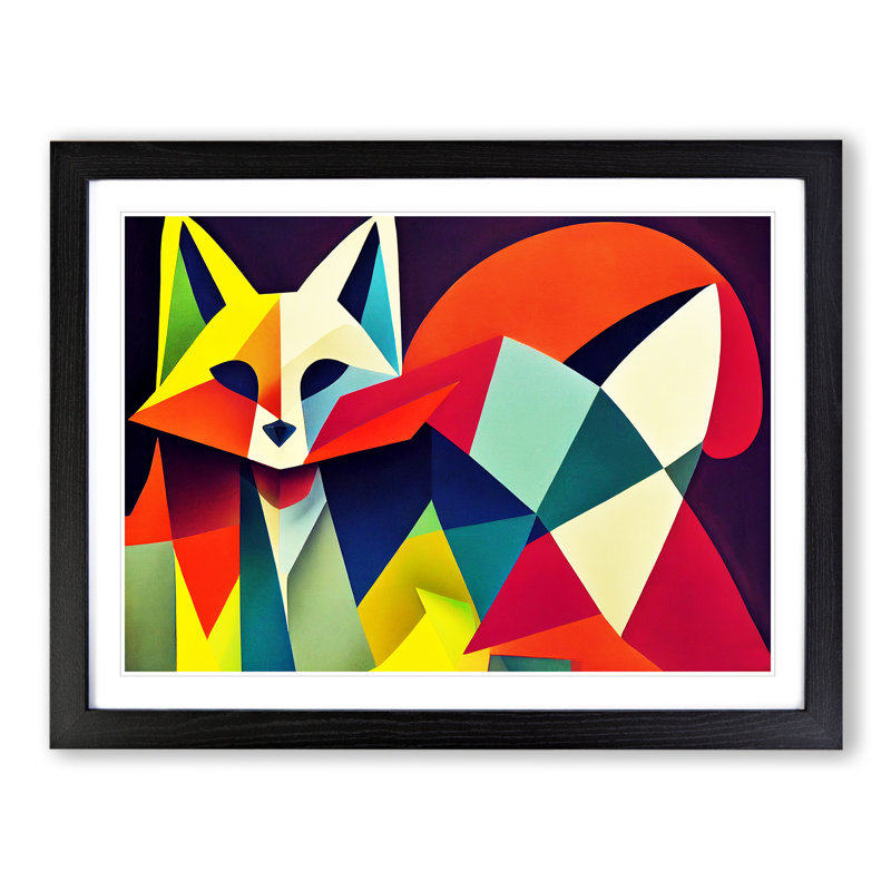 Unique Abstract Fox - Framed Print, Black, 46cm H x 64cm W x 2cm D