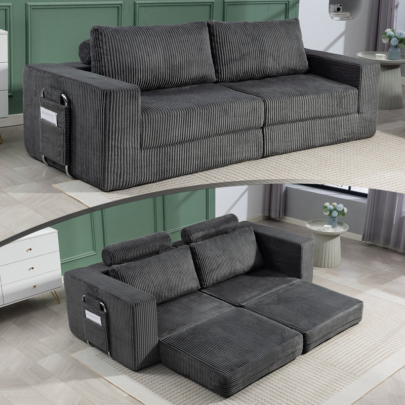Canapé-lit convertible 92 po Codeigh Boneless, Gris
