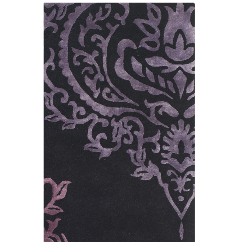 Tapis noir/mauve touffeté à la main Janson, Rectangle 8 pi x 10 pi