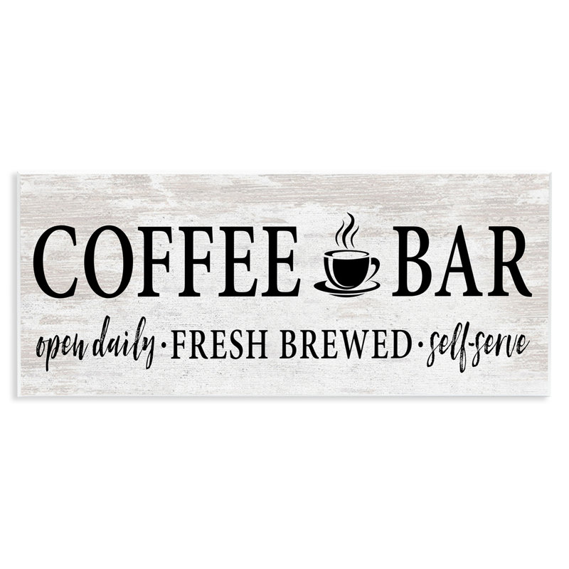 "Coffee Bar Cafe", plaque murale sur bois par lettrage et doublure