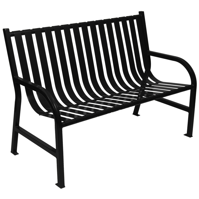 Banc de jardin à lattes en métal, Noir, 4 pi, Non