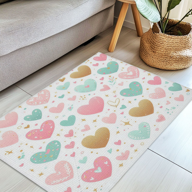 Tapis tressé Sweet Love Doodles, Rectangulaire 3 pi x 5 pi