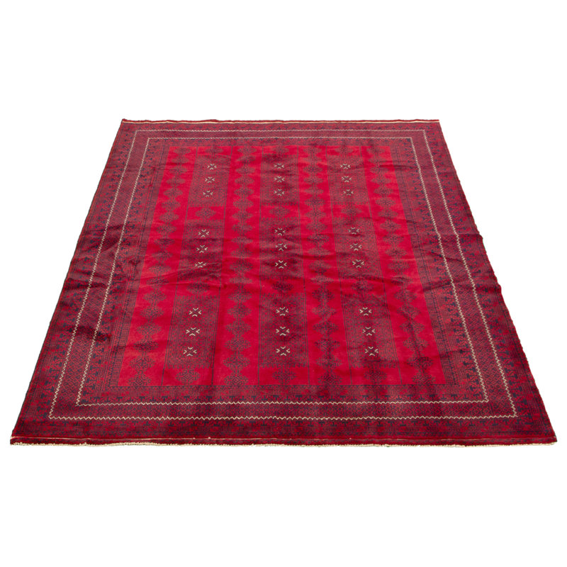 Tapis décoratif en laine rouge/bleu marine de conception unique noué à la main New Age 6 pi 7 po x 9 pi 2 po CEIT