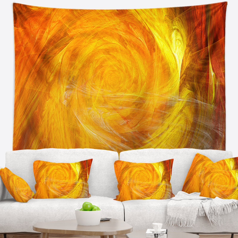 Tapisserie mystique rose fractale abstraite, H 50 po x l 60 po