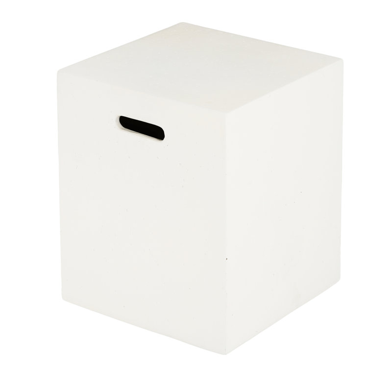 16X20 Inch White Tank Holder And Side Table, Modern Design With Concise Lines, Lightweight Concrete, Metal Stand, Ready To Go Table As A Holder, Design, Solid No Assembly Needed