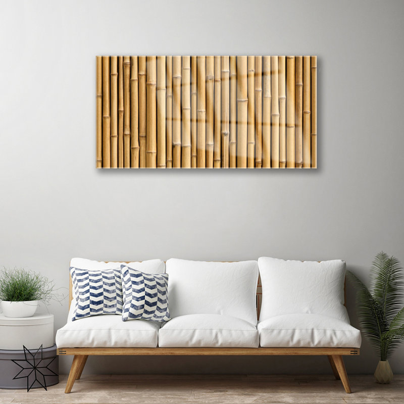 Floral Bamboo Canes - Unframed Photograph on Glass, Yellow