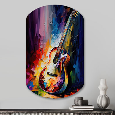 «Guitare sur scène I», art mural asymétrique en métal