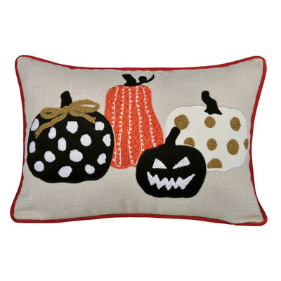 Coussin d'Halloween brodé citrouille d'Halloween