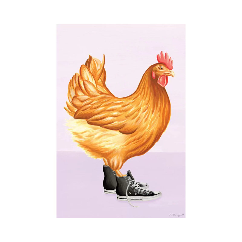 «Hen Converse» par Amélie Legault - reproduction d'art, Pas de tapis, H 40 po x l 26 po x P 1,5 po, Toile tendue
