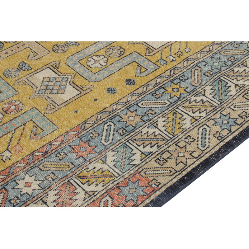 Distressed Homage Hand Knotted Wool Geometric Area Rug, Rectangle 15' x 24'