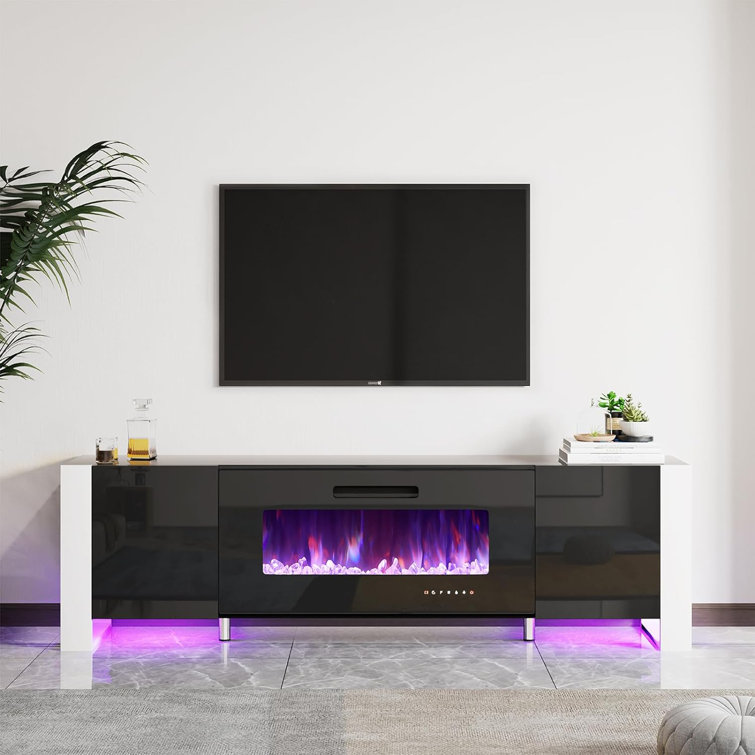 Aysenur High Gloss Fireplace TV Stand with LED Lights(incomplete box A missing box B)