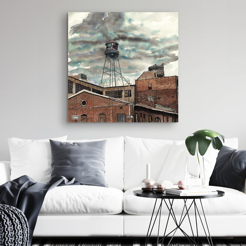 Water tower in williamsburg - 32"x32" art on canvas