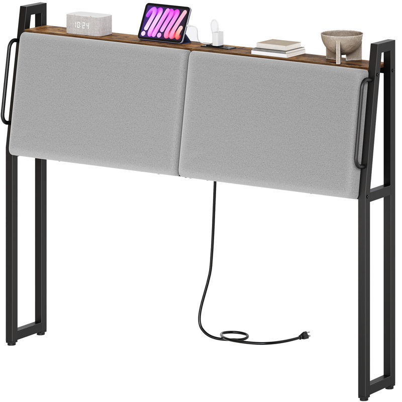 Luvender 43.3"H Upholstered Headboards with Storage and Charging Station, Queen