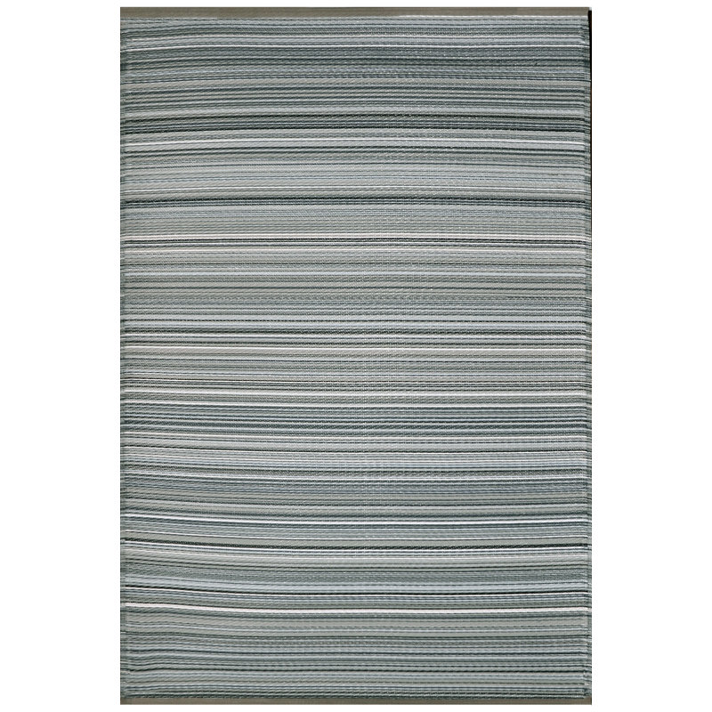 Tapis gris d'intérieur / extérieur à rayures Emeril, Rectangle de 4 pi x 6 pi