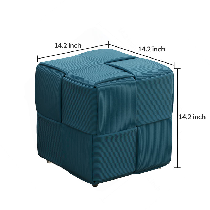 Ottoman Foot Rest Soft And Comfortable Ottoman Square Corduroy Woven Design Sofa Stool Biue