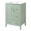 Meuble-lavabo 24 po avec lavabo, 1 armoire avec porte à fermeture douce, 3 tiroirs à fermeture douce, poignées en métal rétro, vert clair