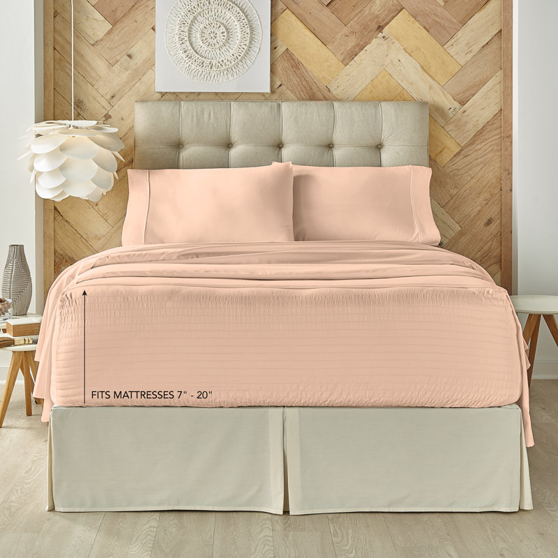 Royal Fit - 500 Tc Sheet Full 4Pc. Sheet Set, Full Sheet Set + 2 Pillowcases, Blush