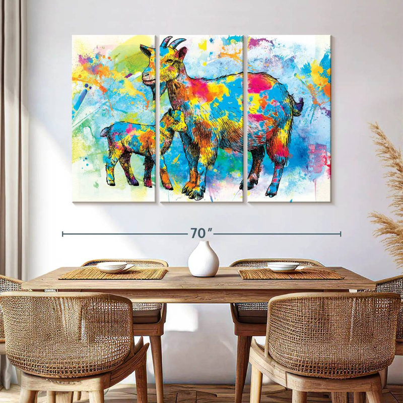 Goats Paint Splash, H 42 po x l 65 po