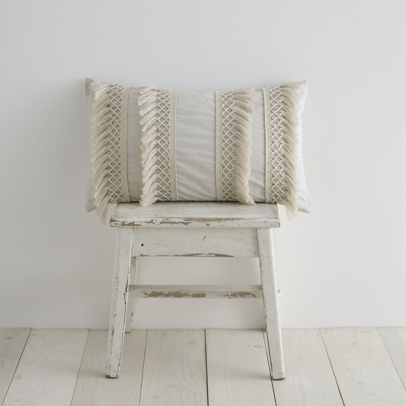 Izmir Cotton Tassel Cushion and Cushion Cover, Beige, Polyester