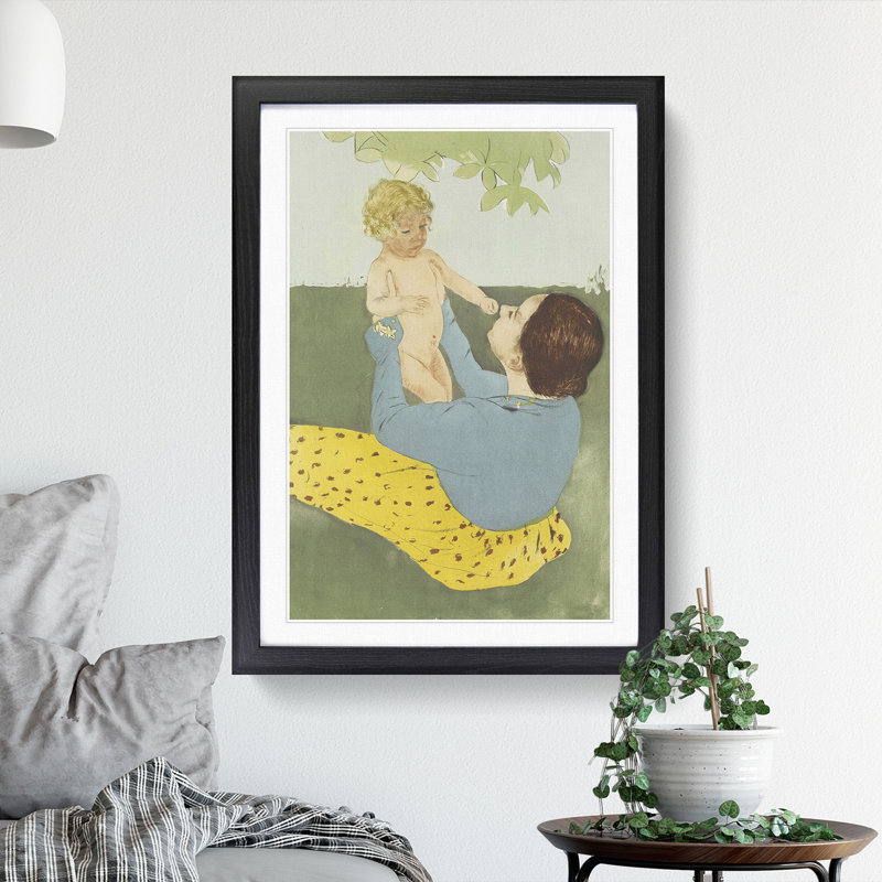 Mother and Child Vol.3 by Mary Cassatt - Picture Frame Painting, Black Framed, 65cm H x 48cm W x 2cm D